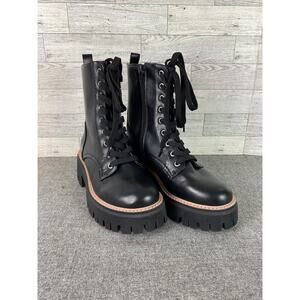 DOLCE VITA Glisten Lug Sole Lace-Up Combat BOOTS Black Women’s 5